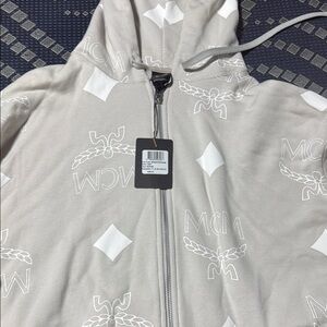 MCM Light Gray Hoodie with White Accents